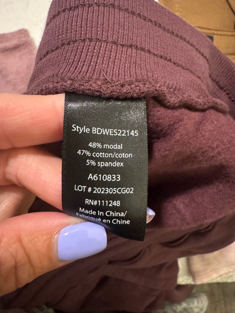 Barefoot Dreams Maroon Drawstring Joggers - Picture 4 of 5
